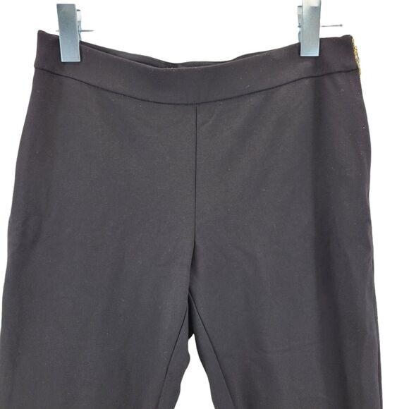 Kate Spade Women's Stretch Cropped Black Dress Pants Size 4 Gold Logo Zipper - Picture 2 of 10